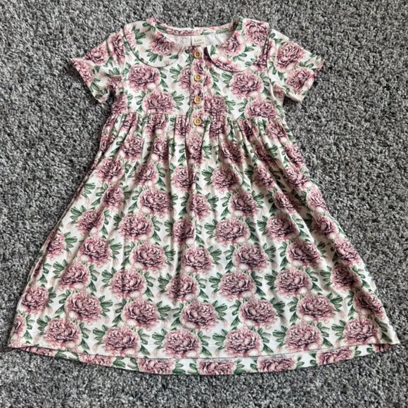kate quinn Other - Kate Quinn Short Sleeve Henley Bubble Peter Pan Peony Dress Girls Size 2T